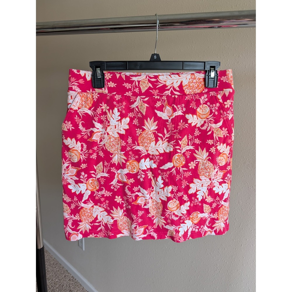 Croft & Barrow Womens Pink Tropical Pineapple Fruit Print Skort Size S Pocket